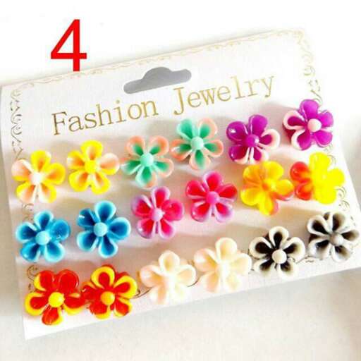 a selection of colorful flower beaded earrings.