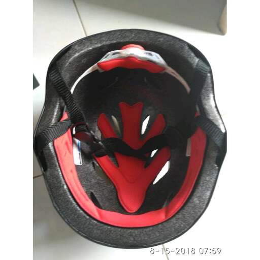 the helmet is in a helmet.