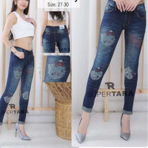 jeans with a floral pattern