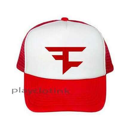 baseball cap with a red logo