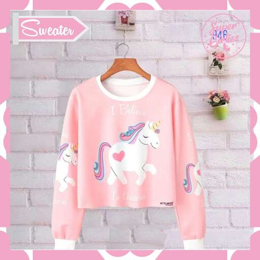 pink sweater with a cute unicorn