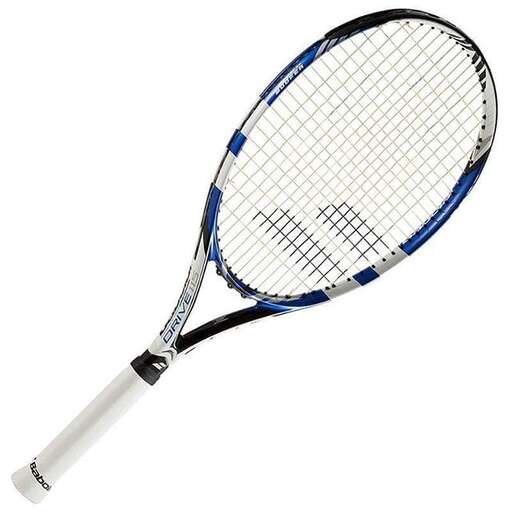 a tennis racket with a white handle and a black handle.