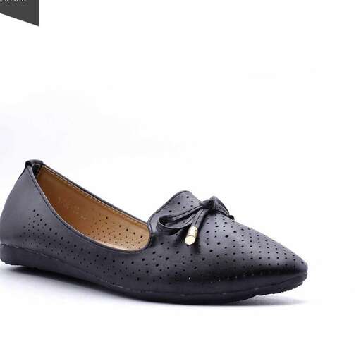 a pair of black flat shoes