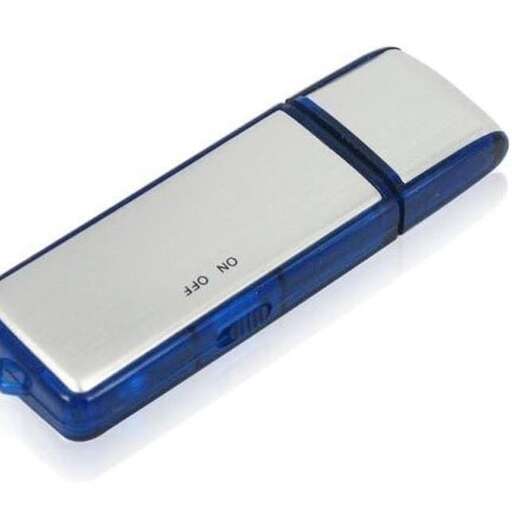 a blue and silver cell phone sitting on a white background.