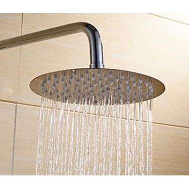 a shower head with a silver shower head.