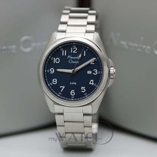 a watch with a blue face and a black dial.