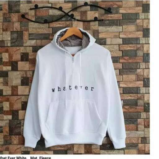 white hoodie with a black logo on the front