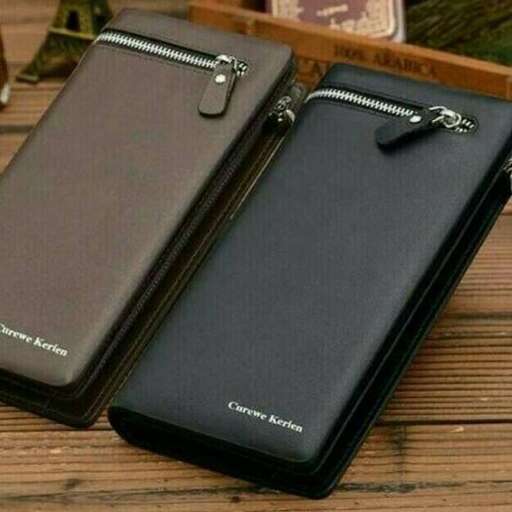 a black case with a silver chain attached to it.