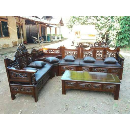 a pair of furniture made from old wood.