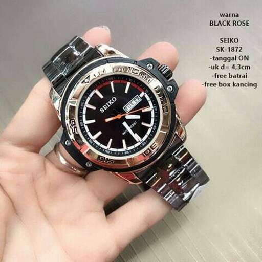 watch - black watch with red dial.