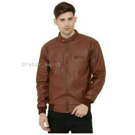 men's leather jacket with a zipper