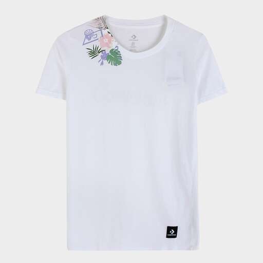 white t - shirt with a floral print
