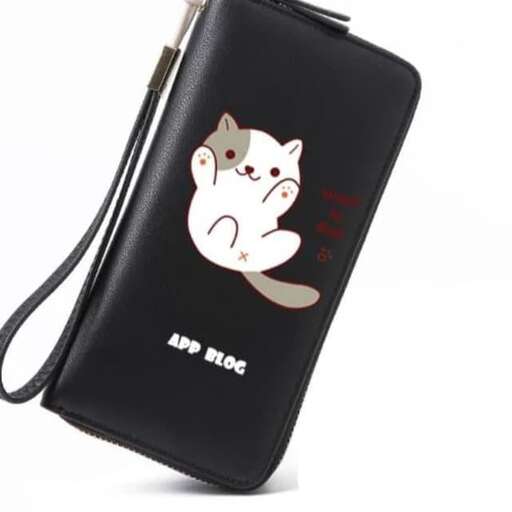 a cat shaped case with a cat on it.