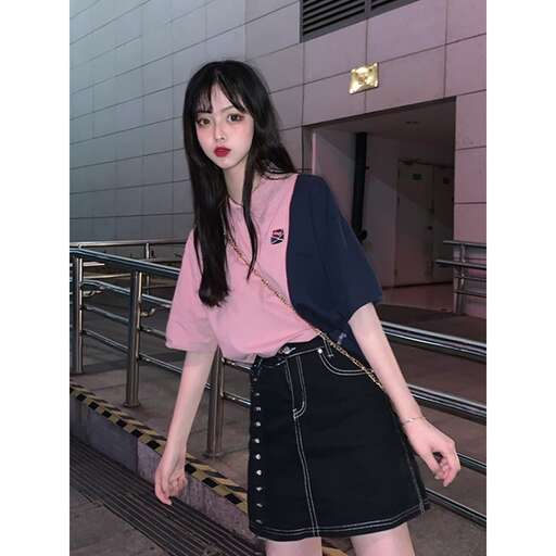 pink shirt in black and pink