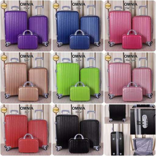a set of suitcases with different colors.