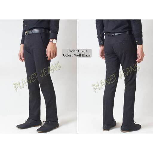 a pair of black pants with a belt.