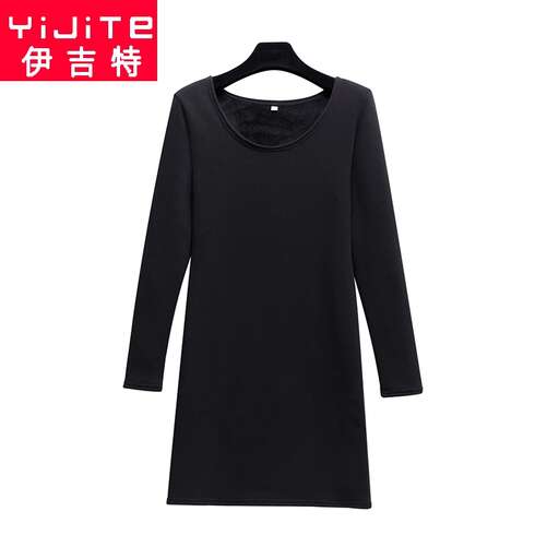 long sleeved black turtleneck sweater dress with a v - neckline