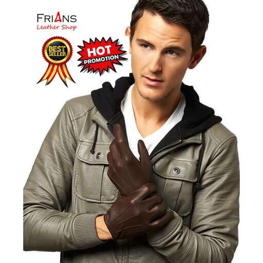 a man in a leather jacket and gloves