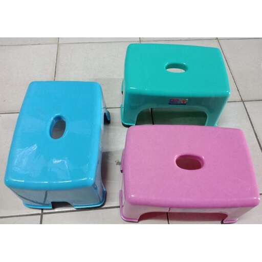 a pair of colorful stools