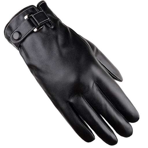 black leather gloves with a zipper