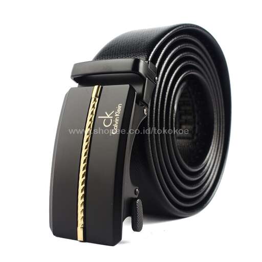 leather belt with a gold buckle