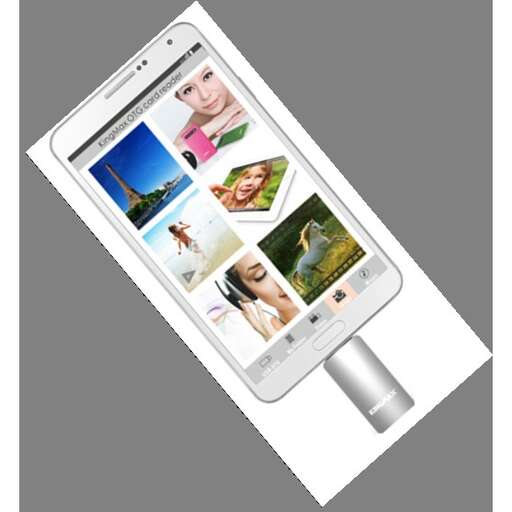 a smart phone with a picture of a woman on the screen.