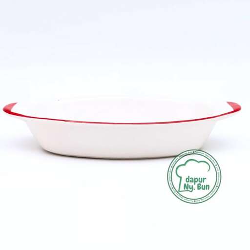 a bowl made of red and white