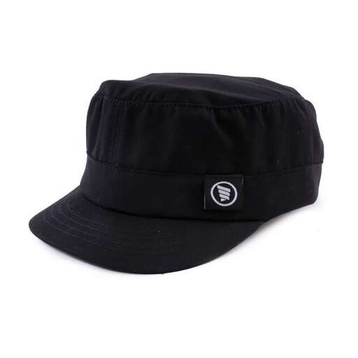 black cap with a logo