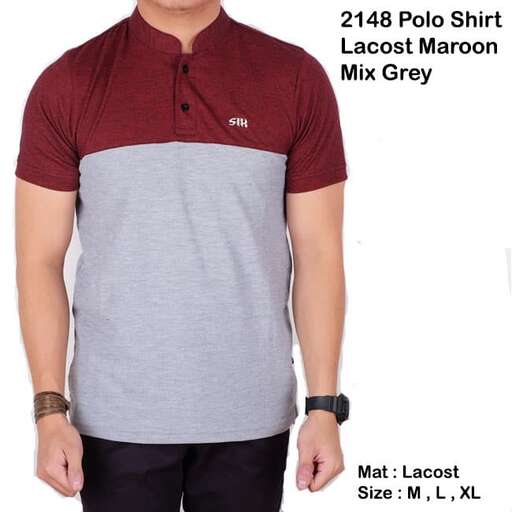 men's polo shirt in dark red and light grey