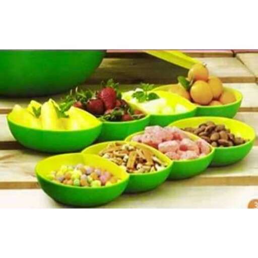 a set of bowls of fruit