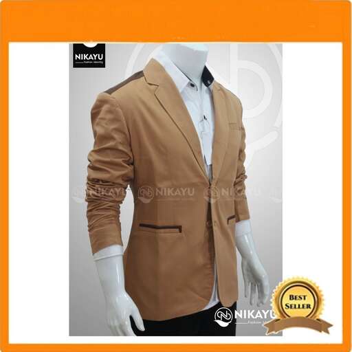 a brown suit jacket with a white shirt on it.
