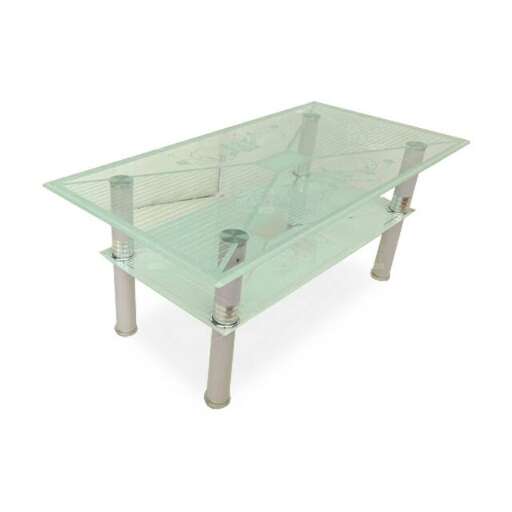 a glass coffee table with a glass top and a glass top.