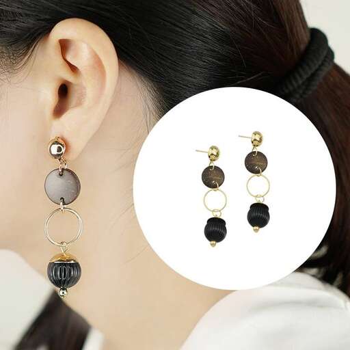 earrings with a black stone