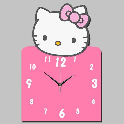 a pink clock with a pink bow on it.