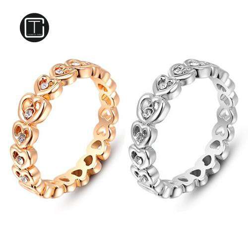 a set of bracelets with a hammered finish.