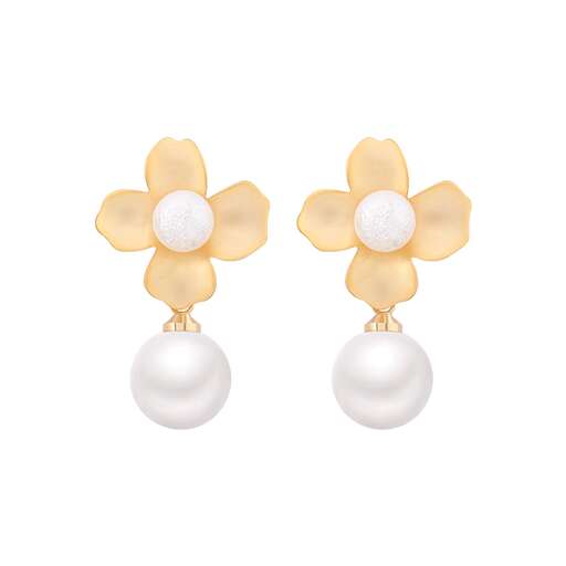 a pair of pearl and diamond earrings