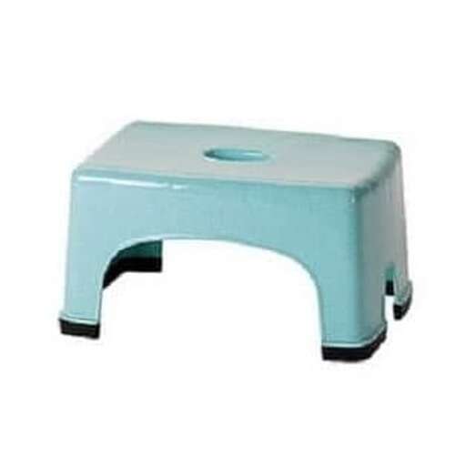 a blue stool with a lid on it.