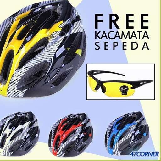 a free bike helmet with a picture of a person in a helmet.