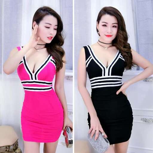 i love the black and white stripes on this dress.