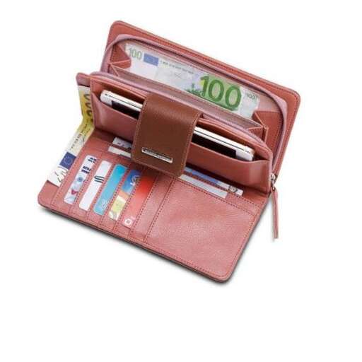 a wallet with a dollar bill in it.