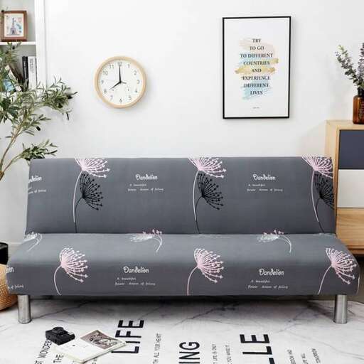 a couch with a floral pattern on it.