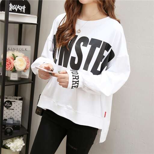 a long sleeved white tee with a black and white graphic tee.