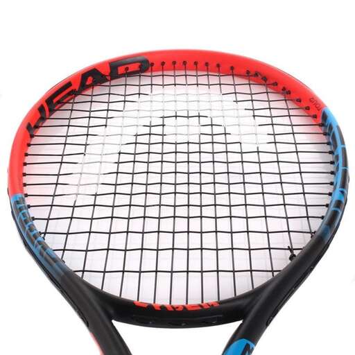 a close up of a tennis racket