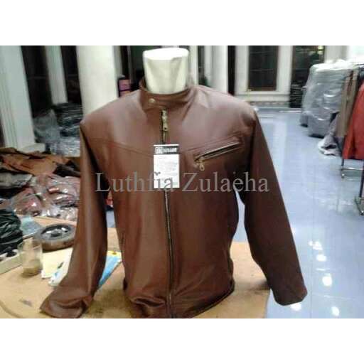 leather jacket with a tag