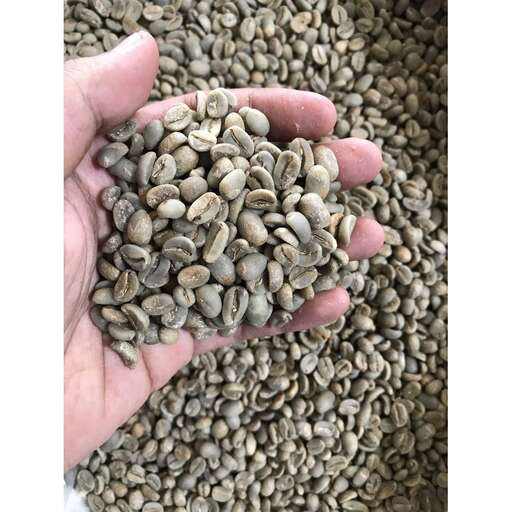 a handful of coffee beans.
