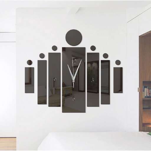 a room with a large graphic piece of artwork on the wall.