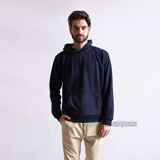 man in a blue hoodie