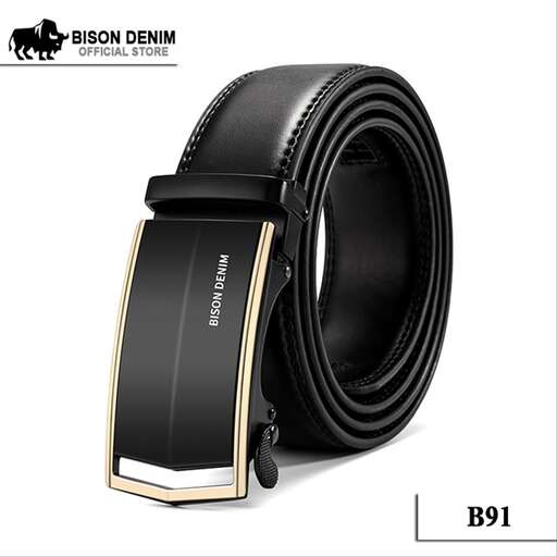 black leather men's watch with a black leather strap