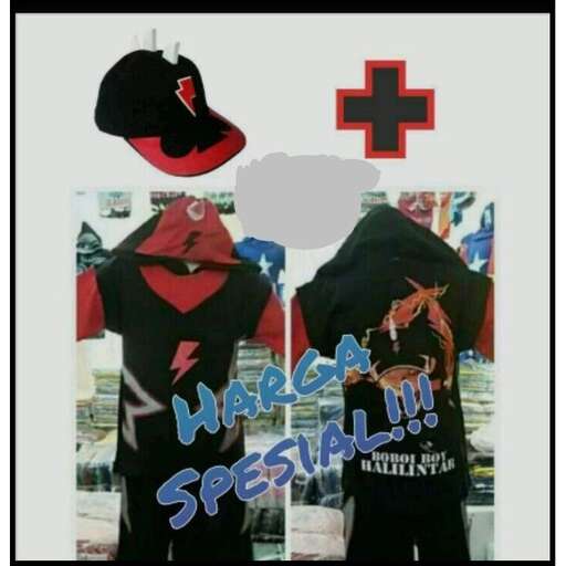 a black and red baseball cap and a red cross.