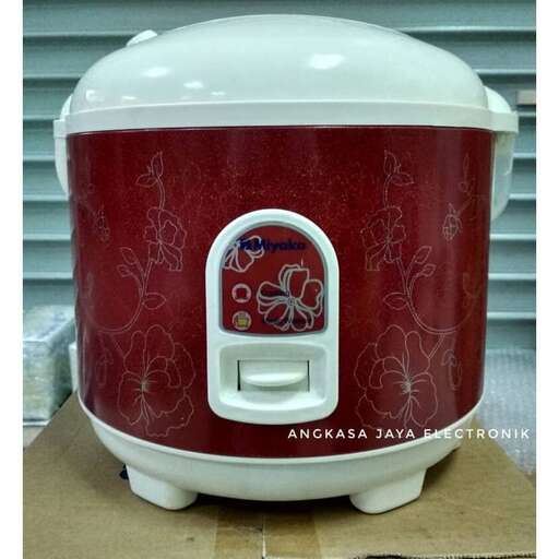 a red and white crock pot sitting on a cardboard box.